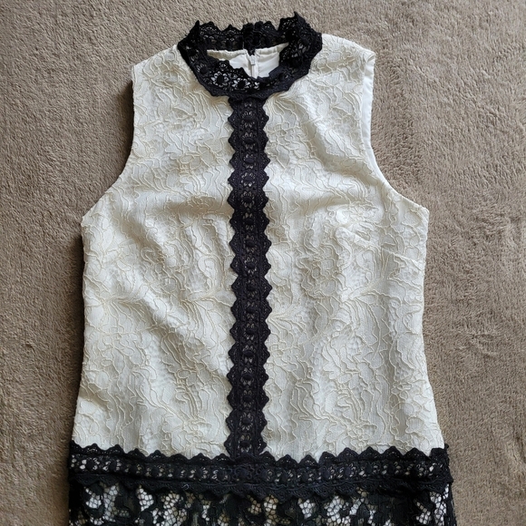 Maggy London drop waist sleeveless lace shift mini dress size 2 - Picture 4 of 14